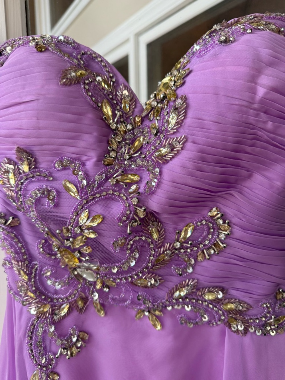 PROM Alyce Paris Lavender Strapless Beaded Evening Gown worn ONCE! Dry cleaned. - Picture 2 of 7